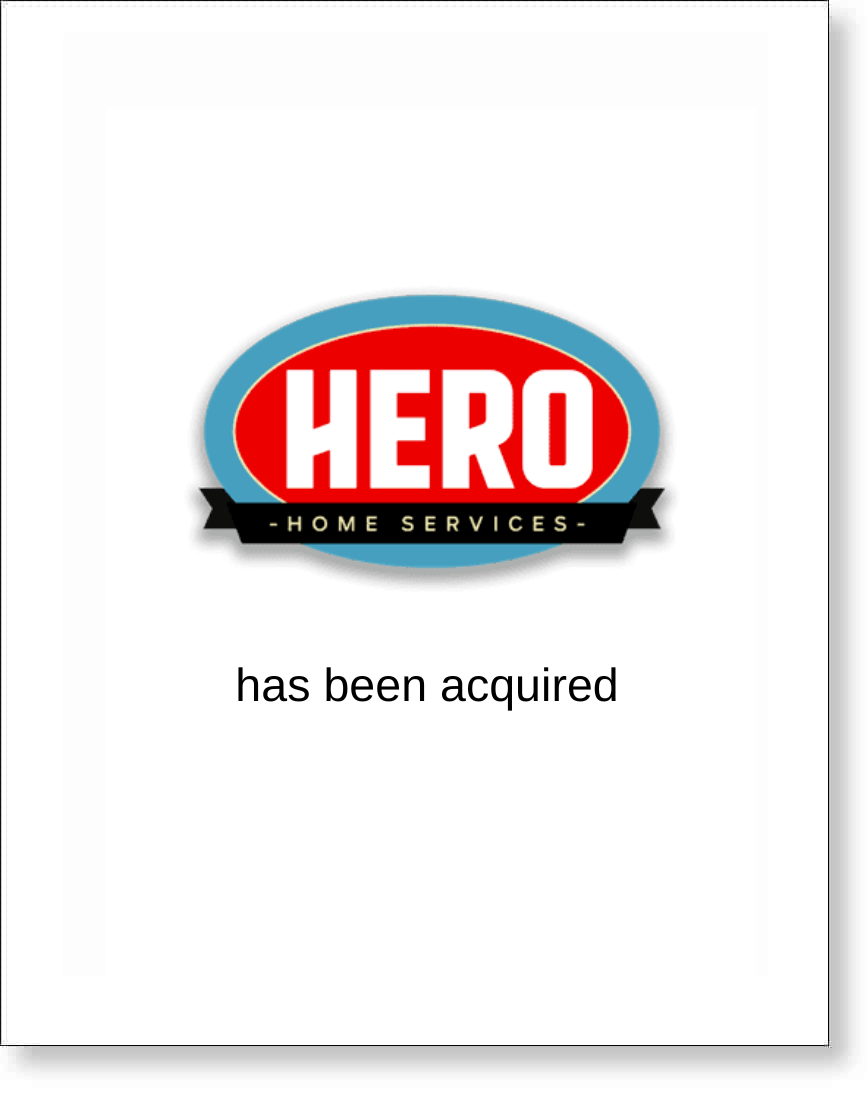 Announcement that Hero has been acquired.